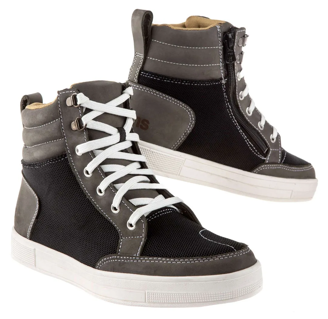 Baskets été Helstons Osaka Air tissu cuir noir gris, basket moto CE