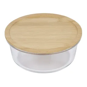 Boîte de conservation ronde en verre avec couvercle en bambou 850 ml