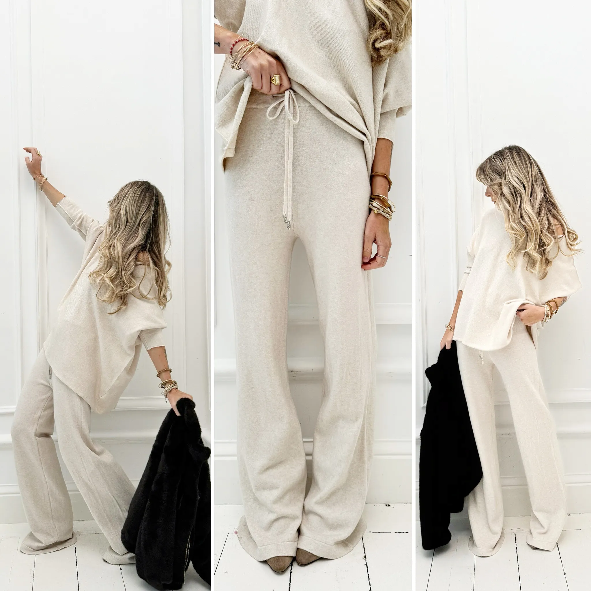 Ensemble beige maille pantalon