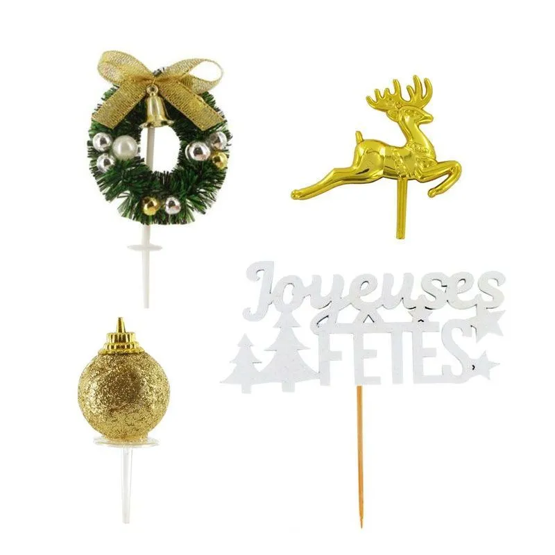 Kit décor Noël doré et blanc en plastique 