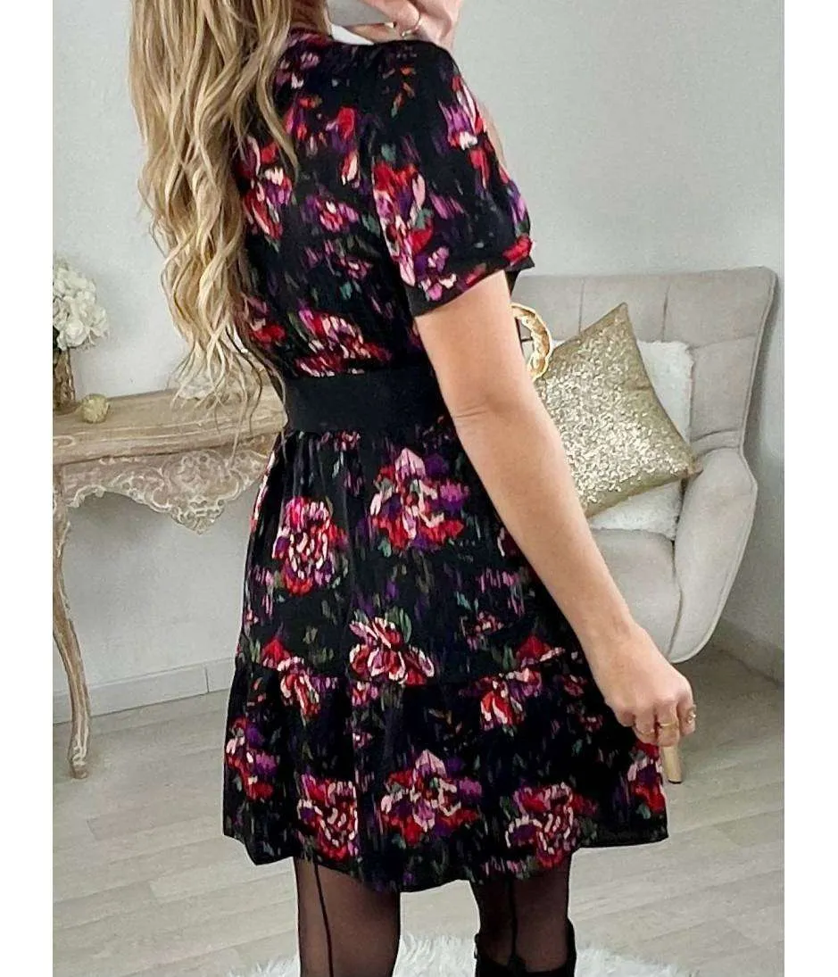Ma jolie robe col V "blurry flowers"