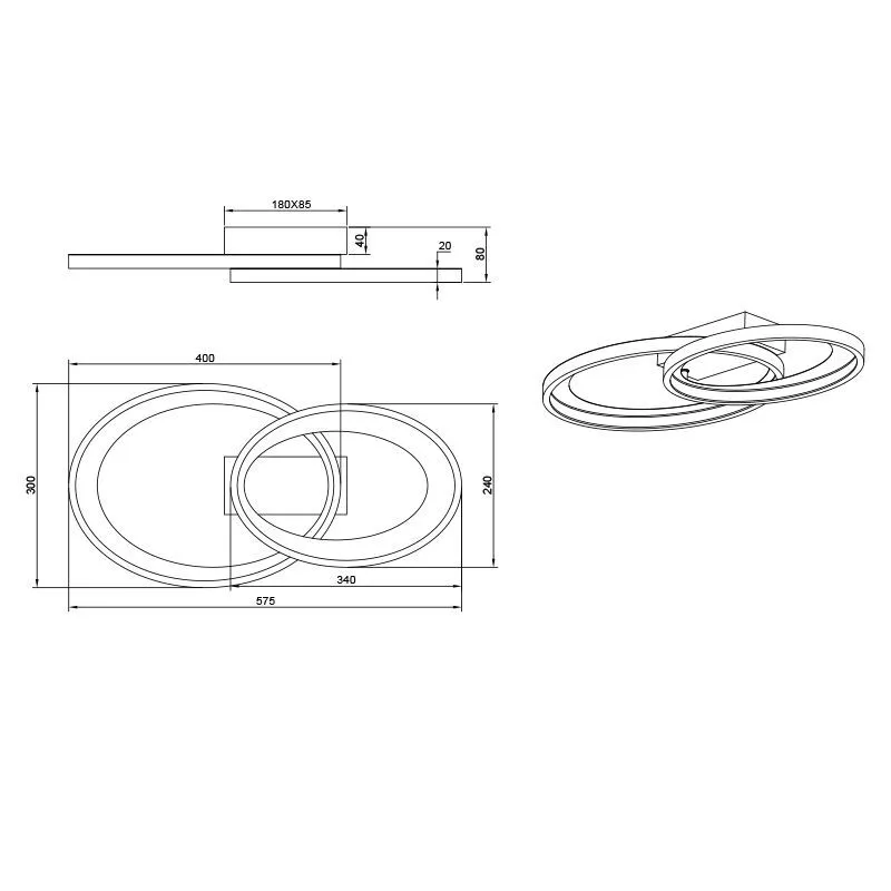 Nikkelen plafonnière modern, Ersan, 25W, 3000K LED