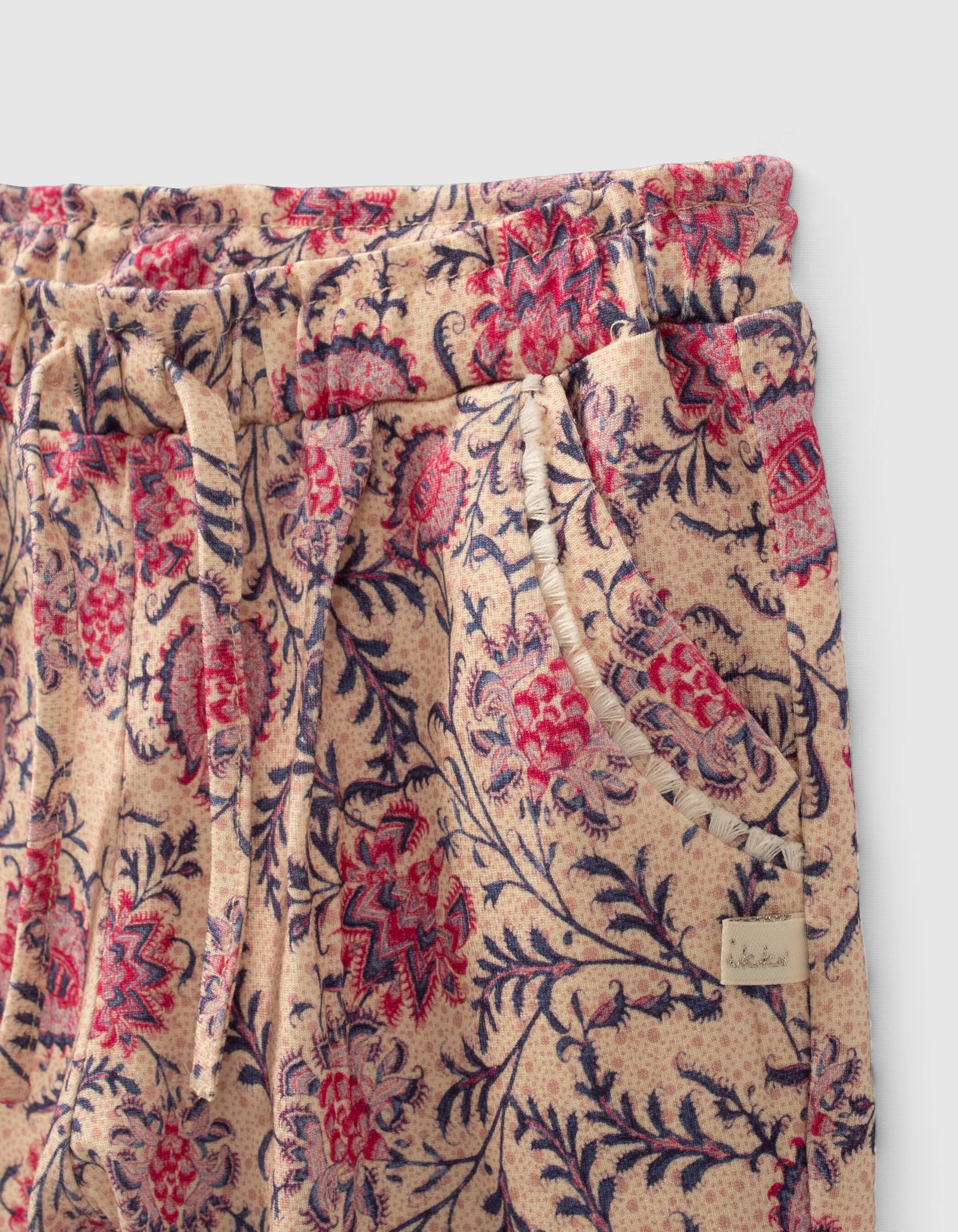 Pantalon rose imprimé floral cachemire bébé fille