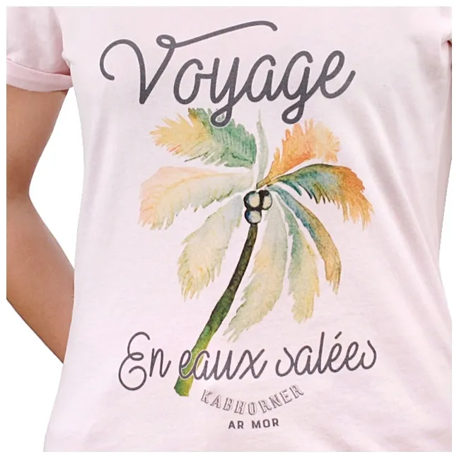 T-shirt Voyage en Eaux Salées - Rose Poudré