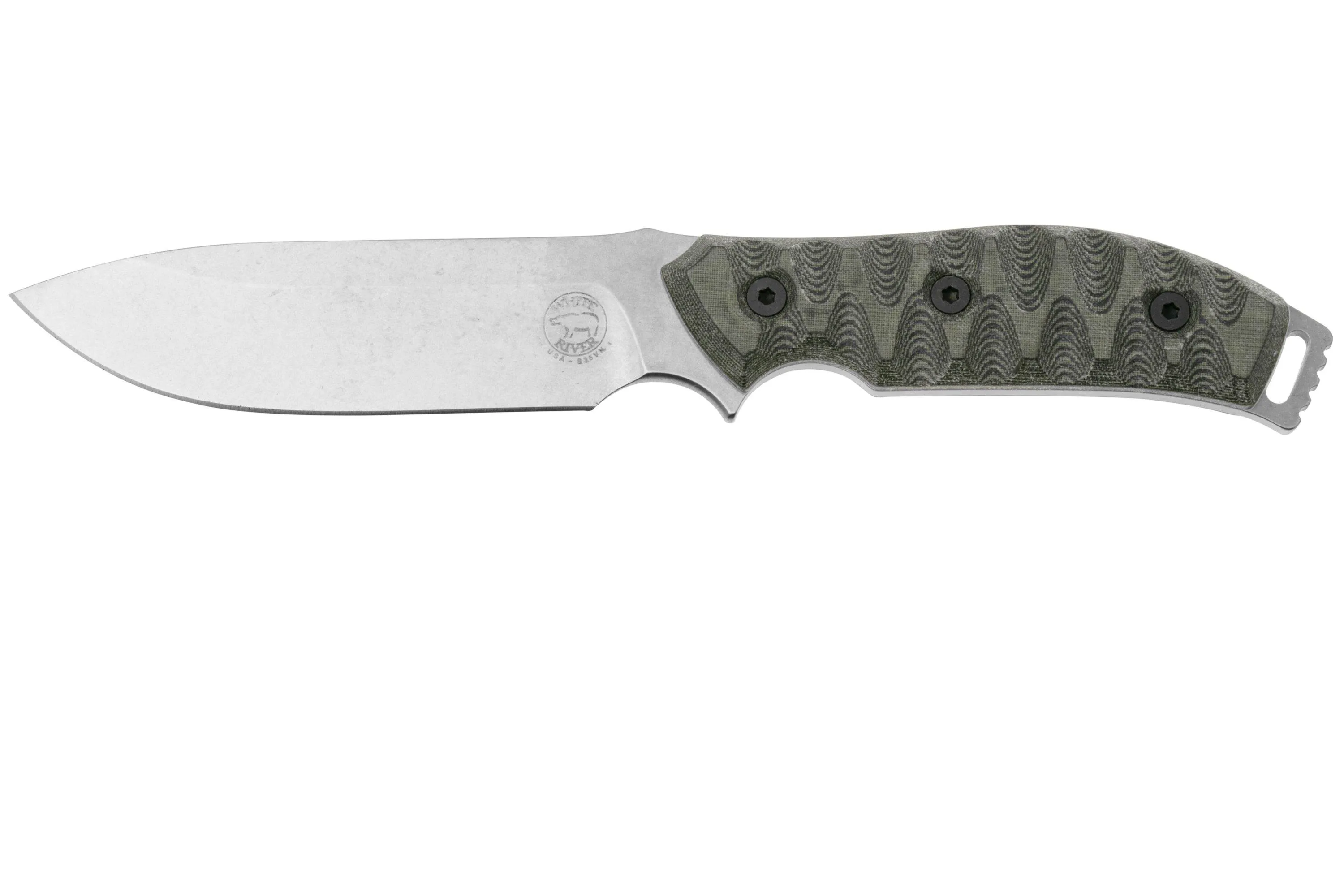 White River Knives GTI 4.5 Stonewashed CPM S35VN, OD Green Canvas Micarta, Justin Gingrich design